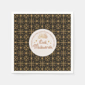 イードムバラクイスラムエレガントホリデーブラックと金ゴールド スタンダードカクテルナプキン (正面)