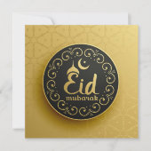 イードムバラクイスラム幾何学パターン金ゴールド休日 シーズンカード (正面)