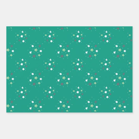 イードムバラクキッズグリーンスターハートパターン引用文 ラッピングペーパーシート (正面3)