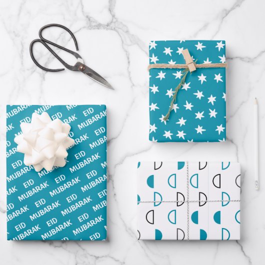 イードムバラクキッズブルームーンスターパターン引用文 ラッピングペーパーシート (正面)