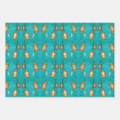 イードムバラクキッズムーンアンドランタンティール(緑がかった色) ラッピングペーパーシート (正面)