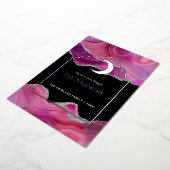 イードムバラクピンク&シルバーアゲートフォイルホリデーカー 箔シーズンカード (回転した状態)