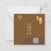 イードムバラクブラウンとカスタマイズ可能な金ゴールド付き文字 ノートカード (裏面)