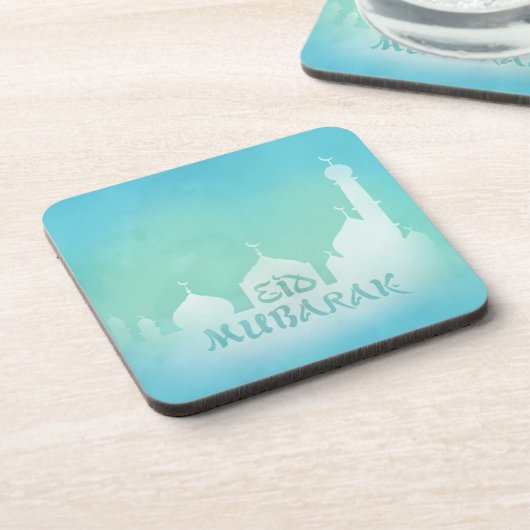イードムバラクブルーウォーターカラーモスクプラスチックコースター コースター (左側)