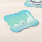 イードムバラクブルーウォーターカラーモスク – 紙コースター (アングル)