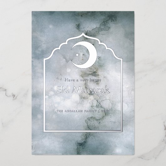 イードムバラクマーブルシルバーフォイルホリデーカード 箔シーズンカード (正面)