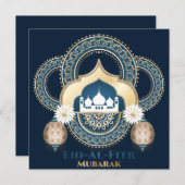 イードムバラクモスクイスラム灯提灯ホワイトブルー シーズンカード (正面/裏面)