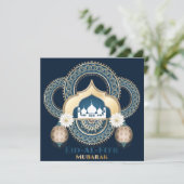イードムバラクモスクイスラム灯提灯ホワイトブルー シーズンカード (スタンド正面)