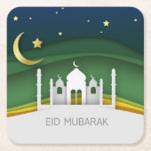 イードムバラクモダン紙カットモスク紙コースター スクエアペーパーコースター (正面)