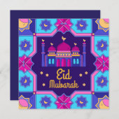 イードムバラク三日月星ピンク色ブルーの水色 シーズンカード (正面/裏面)