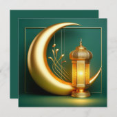イードムバラク伝統的イスラム提灯クレセント シーズンカード (正面/裏面)