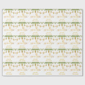 イードムバラク名前をカスタムする金ゴールドホワイトランタン+月 ラッピングペーパー (フラット)