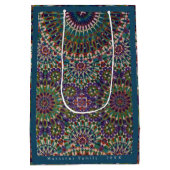 イードムバラク装飾模様スチールブルー ミディアムペーパーバッグ (裏面)