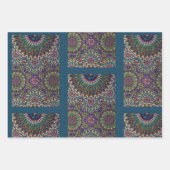 イードムバラク装飾模様スチールブルー ラッピングペーパーシート (正面2)