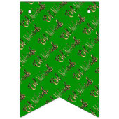 イードムバラク賛美イード文字パターン金ゴールド緑 バンティングフラッグ (第2の旗)