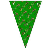 イードムバラク賛美イード文字パターン金ゴールド緑 バンティングフラッグ (第1の旗)