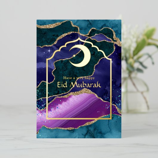 イードムバラク銀河系と金ゴールドアガテフォイルホリデーカー 箔シーズンカード (立ち正面)