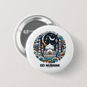 イードムバラク飾クレセントカラフルモスクアート 缶バッジ (正面&裏面)