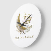 イードムバラク |アラビア書道 |金ゴールド月 ラージ壁時計 (傾斜)