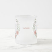 イードムバラク |ラマダンかわいい水彩花の名前 フロストグラスマグカップ (中央)