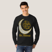イードムバラクEid Al Fitr Crescent Moon Arabic Calli Tシャツ (正面フル)