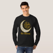 イードムバラクEid Al Fitr Crescent Moon Arabic Calli Tシャツ (正面フル)
