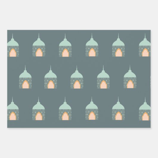イードムバラクEid Gift Wrap紙セット3 ラッピングペーパーシート (正面)