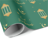 イードムバラックグリーン+金ゴールドエレガントランタン+月 ラッピングペーパー (ロールコーナー)
