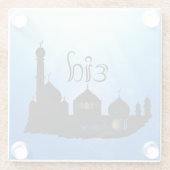 イードムバラックモスクとタイポグラフィ ガラスコースター (裏面)