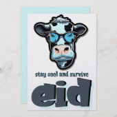 イード・アル・アドハーのユーモアミーム - 休暇モードのヤギ シーズンカード (正面/裏面)