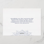 イード・ムバラク / カスタム会社名 青いグリーティング 箔シーズンカード (裏面)