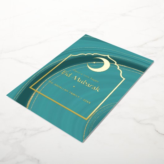 イード・ムバラク ターコイズ - ティールとゴールド アゲート フォイル H 箔シーズンカード (回転した状態)