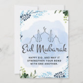 イード・ムバラク ブルー フラワーのモスク シーズンカード (正面)