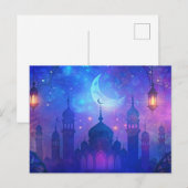 イード・ムバラク・マジック・アラビアンナイツ・三日月・カラー ポストカード (正面/裏面)