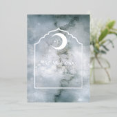 イード・ムバラク　大理石シルバーフォイル　ホリデーカード 箔シーズンカード (立ち正面)