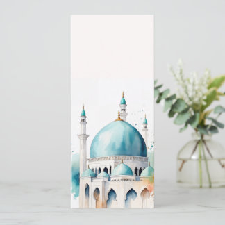 イード・ムバラク 水彩画 モスク 0902a 招待状