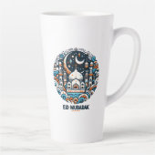 イード・ムバラク　装飾された三日月　カラフルなモスク・アート カフェラテマグ (右)