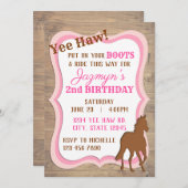 イーハウピンク女性のカーボーイ招待状 招待状 (正面/裏面)
