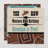 イーハウ女性のカーボーイカウボーイウエスタン誕生日招待状 招待状 (正面/裏面)