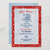 イーハウ ウエスタン Paisley デニム ブルー ジーンズ 誕生日 招待状 (正面/裏面)