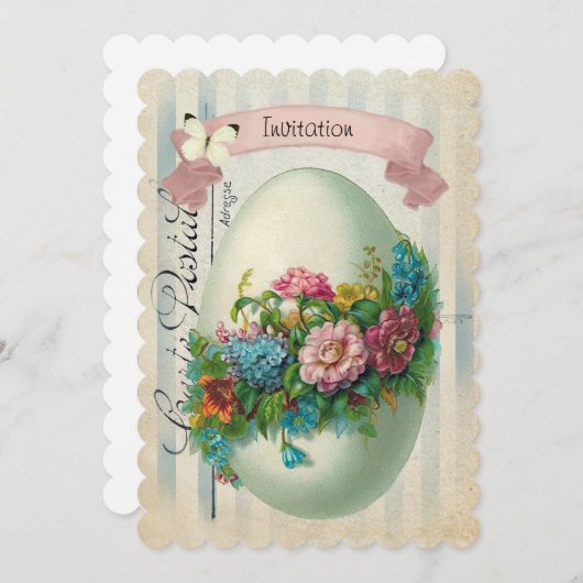 イービクトリアンスターフラワーエッグイースターエッグ狩り 招待状 (正面/裏面)