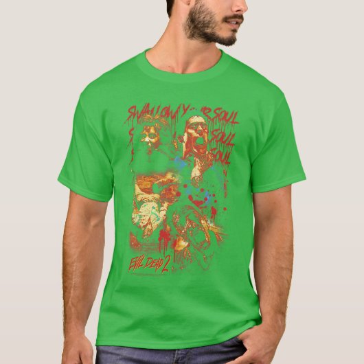 イービルデッド2 魂を呑むホラー映画コラージュ Tシャツ (正面)