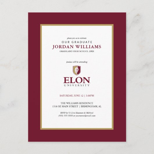 イーロン大学 | 卒業 案内ポストカード (正面)