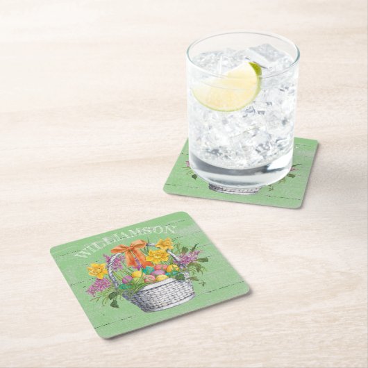 イー素朴スターエッグスフローラ籠 スクエアペーパーコースター (インサイチュ)