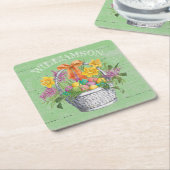 イー素朴スターエッグスフローラ籠 スクエアペーパーコースター (アングル)