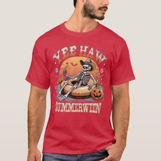 イー・ハウ・サマーウィーン・カウボーイ・スケルトン・ウェスタン・ハロウィン Tシャツ