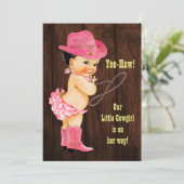 イー·ハウ！ブルネット女性のカーボーイベ素朴ビーシャワー 招待状 (スタンド正面)