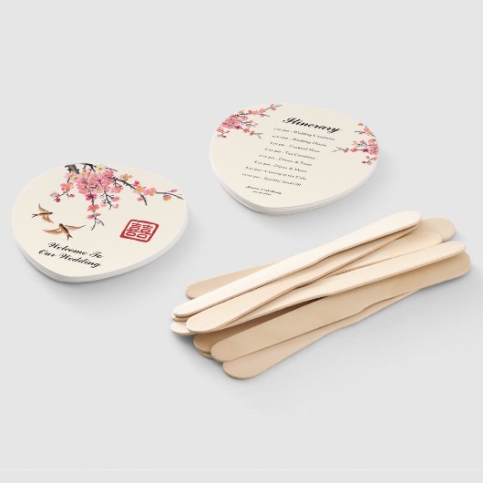 イ中国のキ絵を描の花の鳥の結婚式プログラム ハンドファン (組立なし)