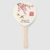 イ中国のキ絵を描の花の鳥の結婚式プログラム ハンドファン (正面)