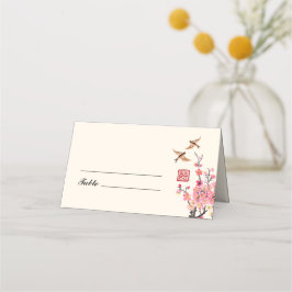 イ中国のク絵を描の花の鳥結婚類 プレイスカード